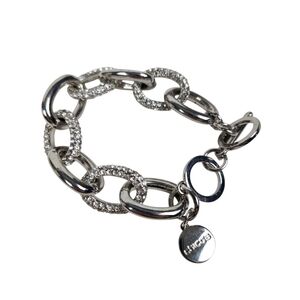 Chico's Pave Silver Crystal Chain Toggle Style Bracelet Charm Womens Jewelry